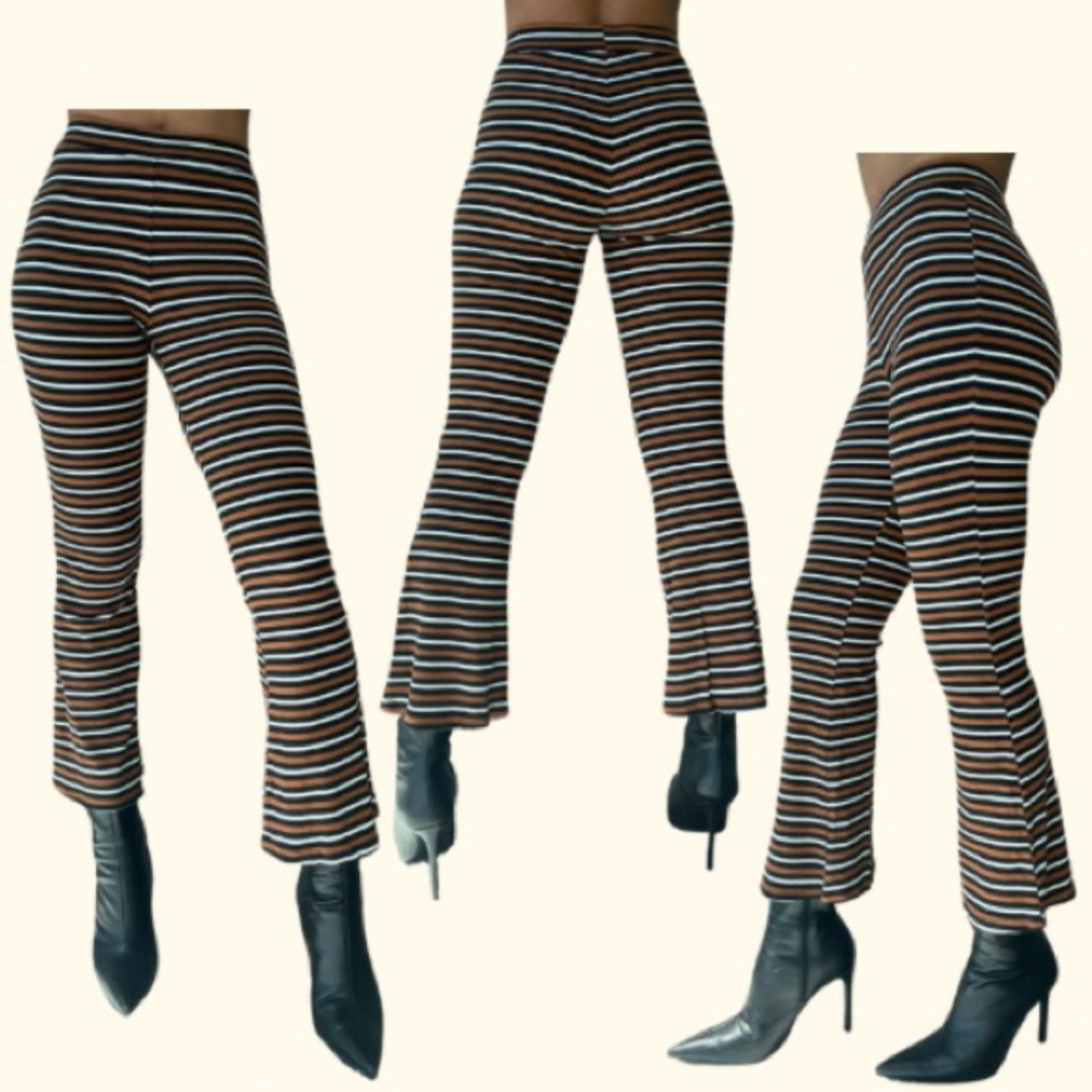 Olivaceous Striped Bell Bottoms Orange and Black